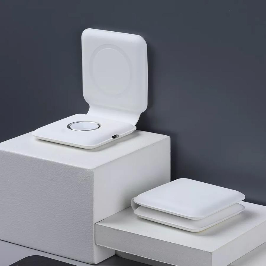 Foldbar trådløs 3-i-1 15W multilader til Apple, Huawei og Samsung Sort